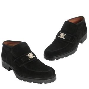 Gianni Versace Suede Leather Slip-On Medusa Loafer Shoes Size 8.5